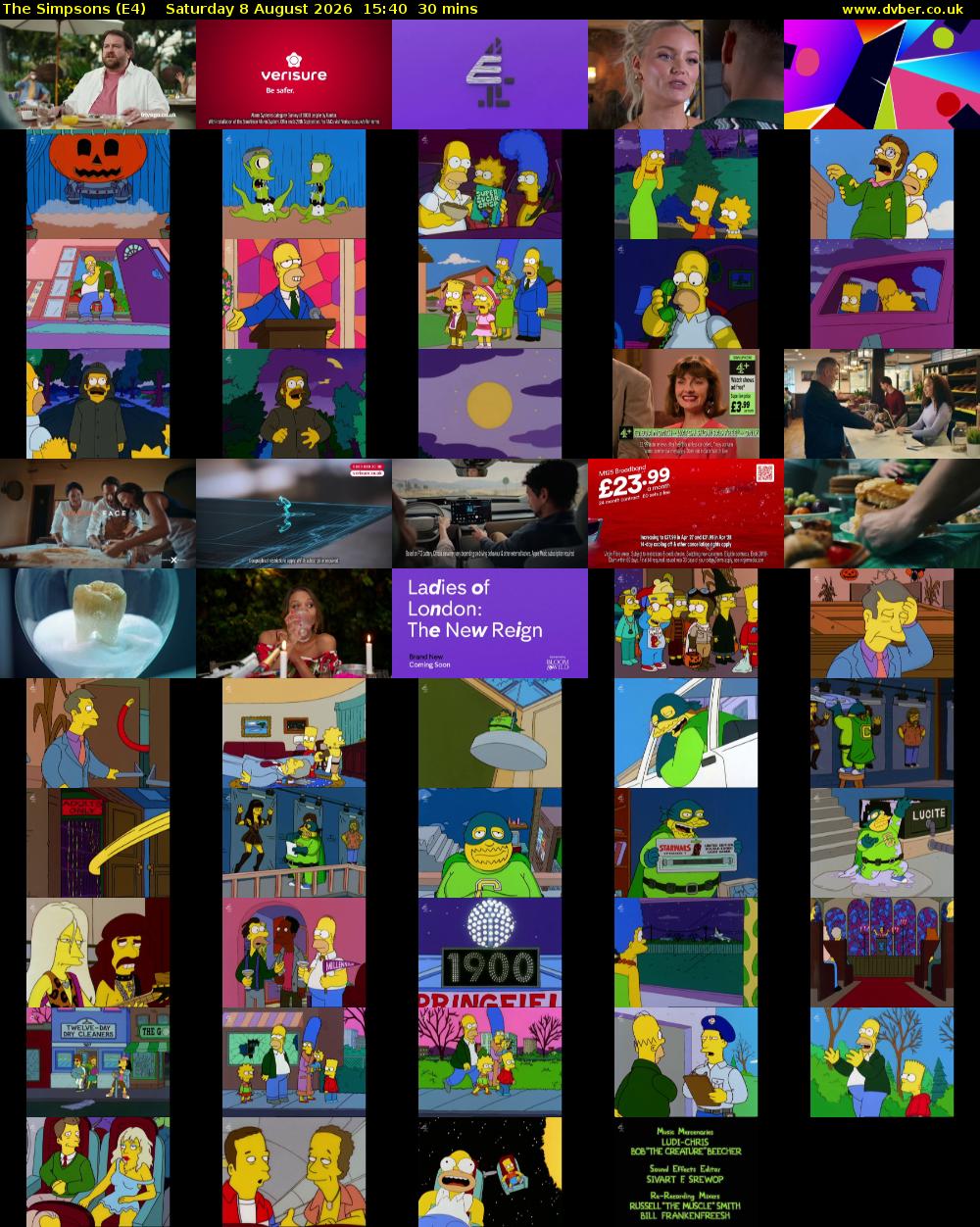 The Simpsons (E4) Saturday 8 August 2026 15:40 - 16:10