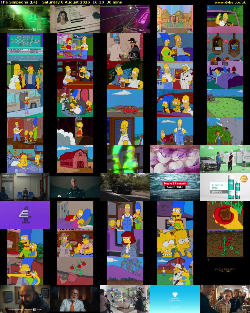 The Simpsons (E4) Saturday 8 August 2026 16:10 - 16:40