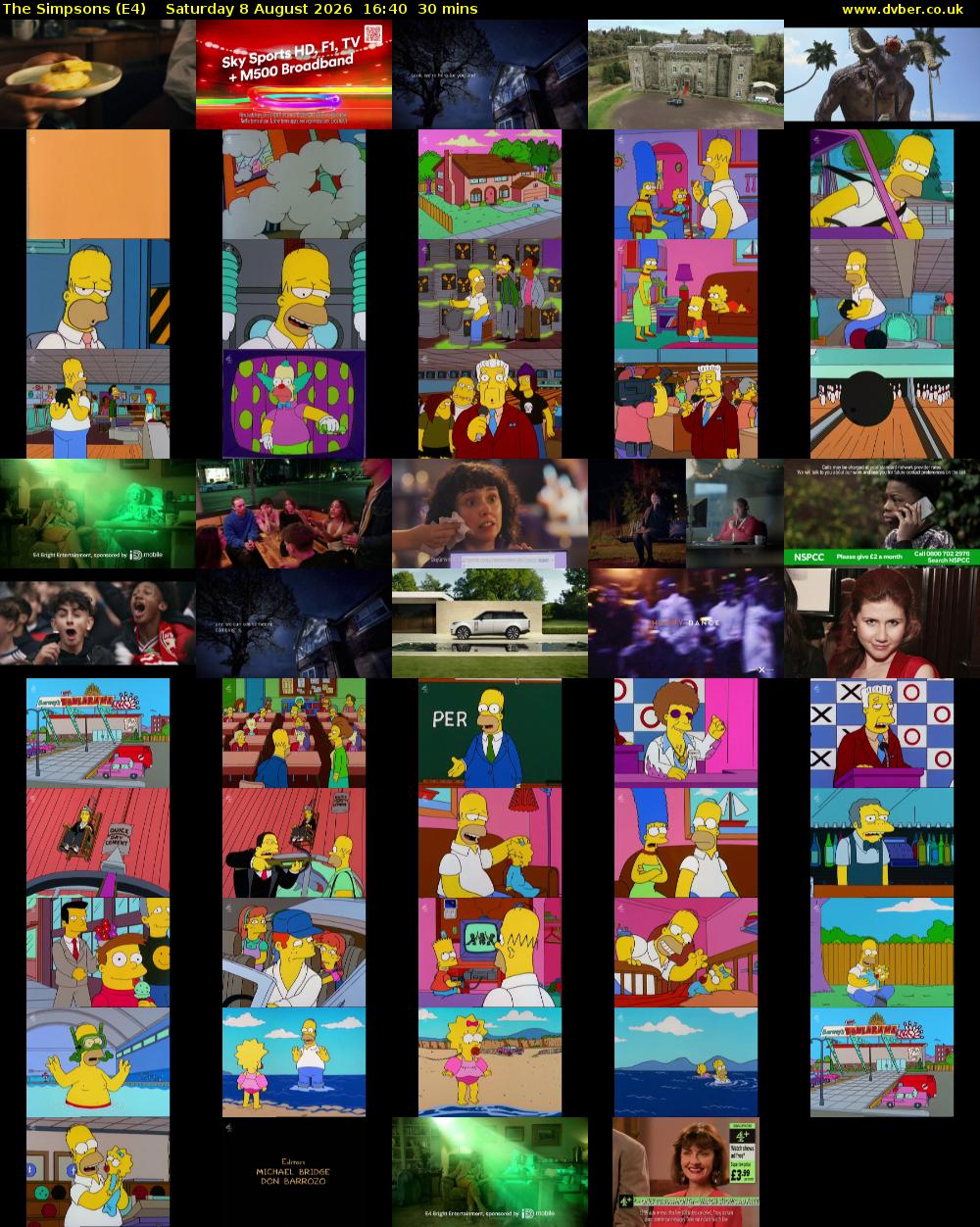 The Simpsons (E4) Saturday 8 August 2026 16:40 - 17:10