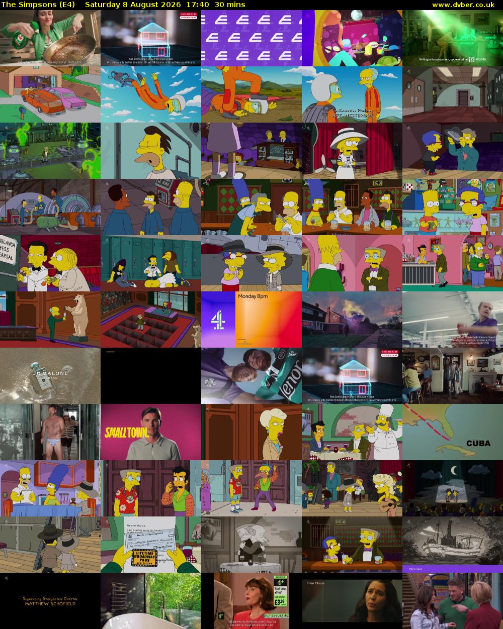 The Simpsons (E4) Saturday 8 August 2026 17:40 - 18:10