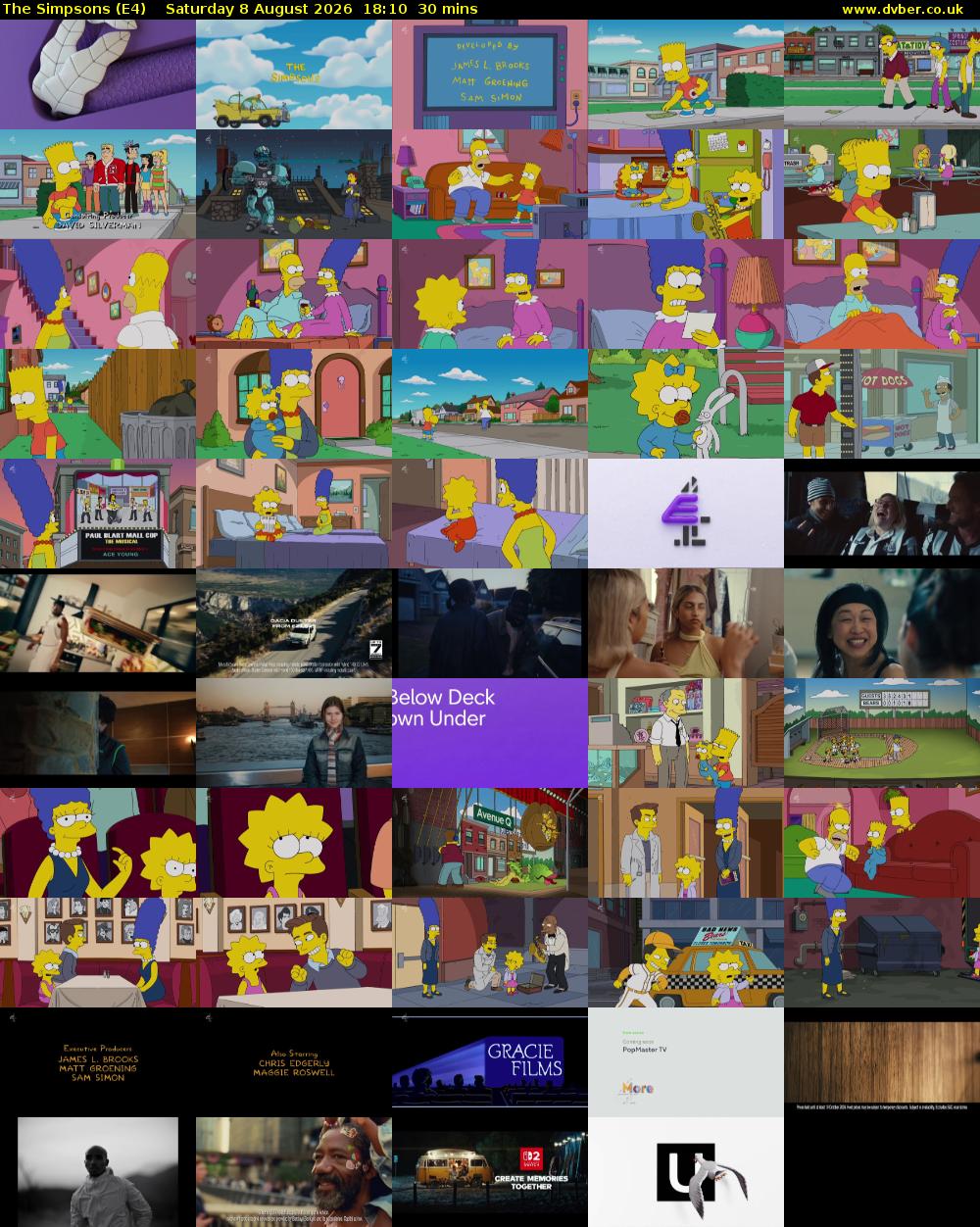 The Simpsons (E4) Saturday 8 August 2026 18:10 - 18:40