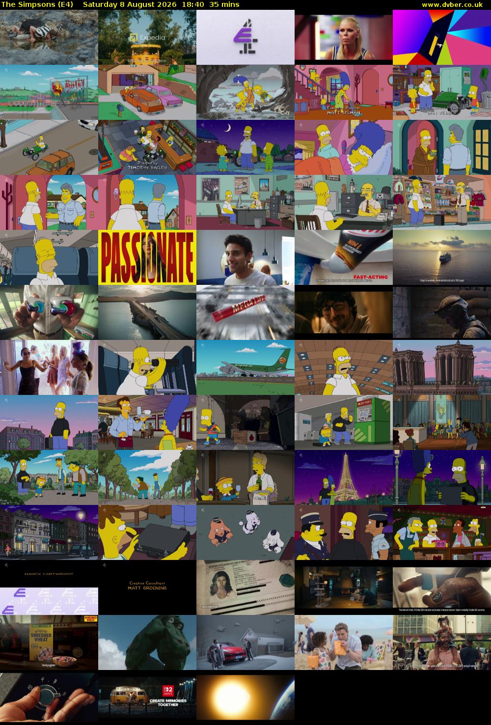 The Simpsons (E4) Saturday 8 August 2026 18:40 - 19:15