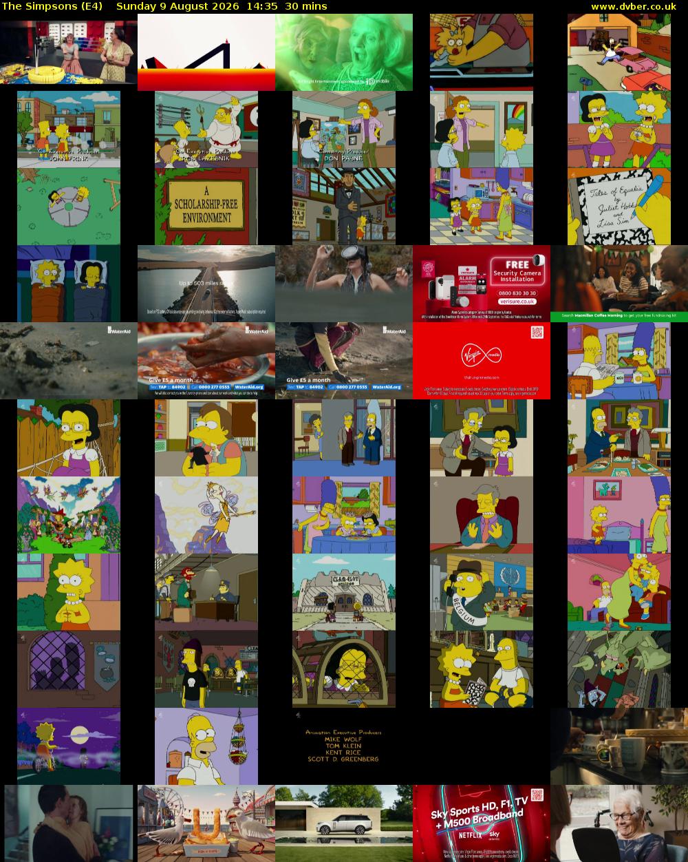 The Simpsons (E4) Sunday 9 August 2026 14:35 - 15:05