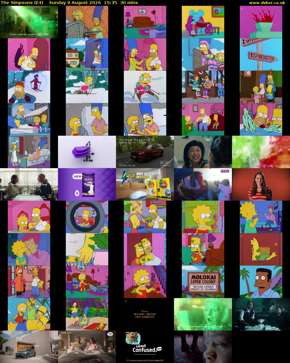 The Simpsons (E4) Sunday 9 August 2026 15:35 - 16:05