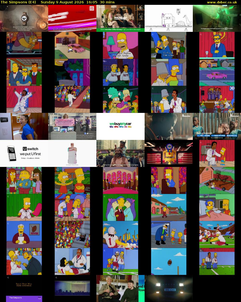 The Simpsons (E4) Sunday 9 August 2026 16:05 - 16:35