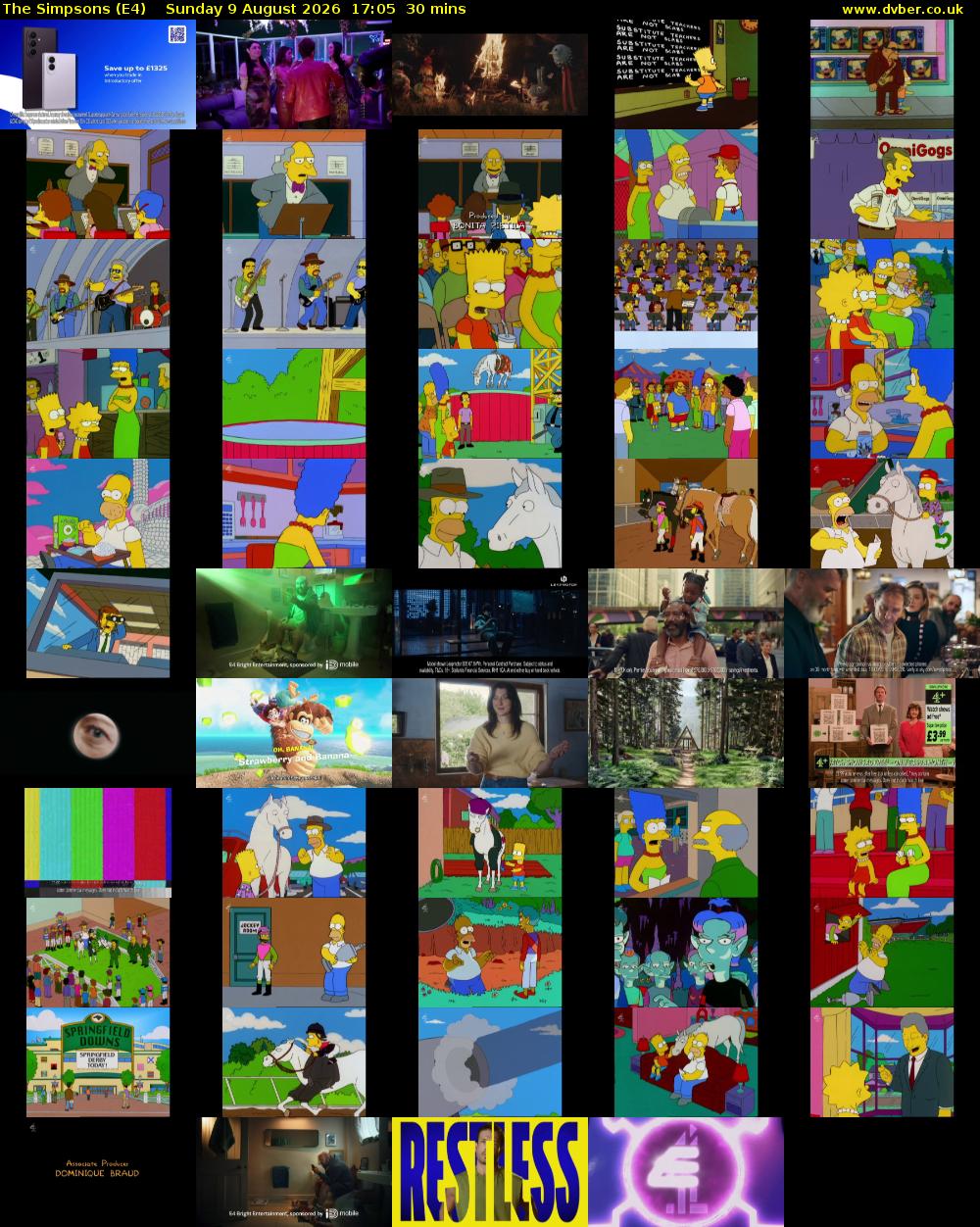 The Simpsons (E4) Sunday 9 August 2026 17:05 - 17:35