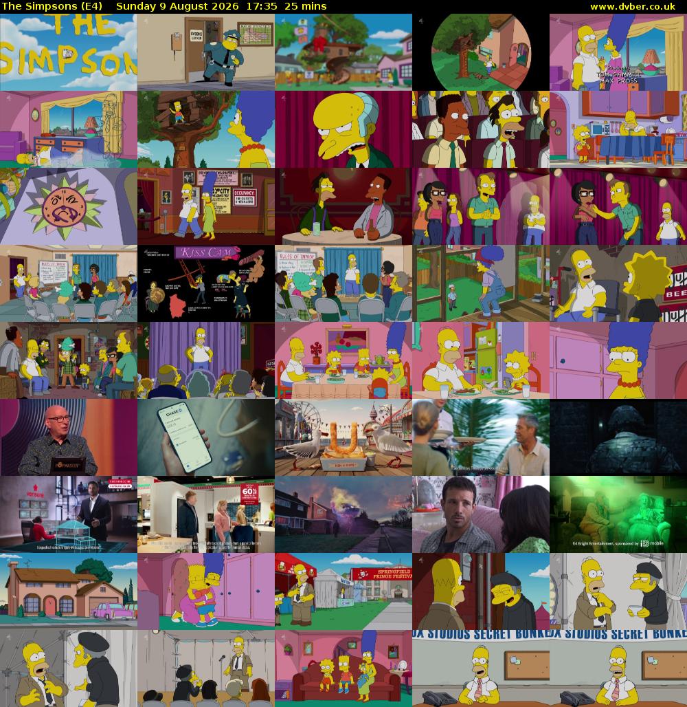 The Simpsons (E4) Sunday 9 August 2026 17:35 - 18:00