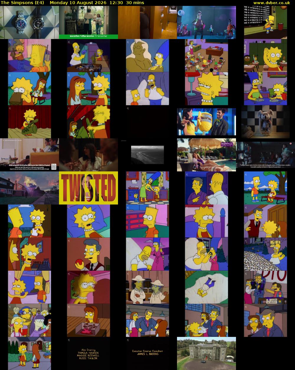 The Simpsons (E4) Monday 10 August 2026 12:30 - 13:00