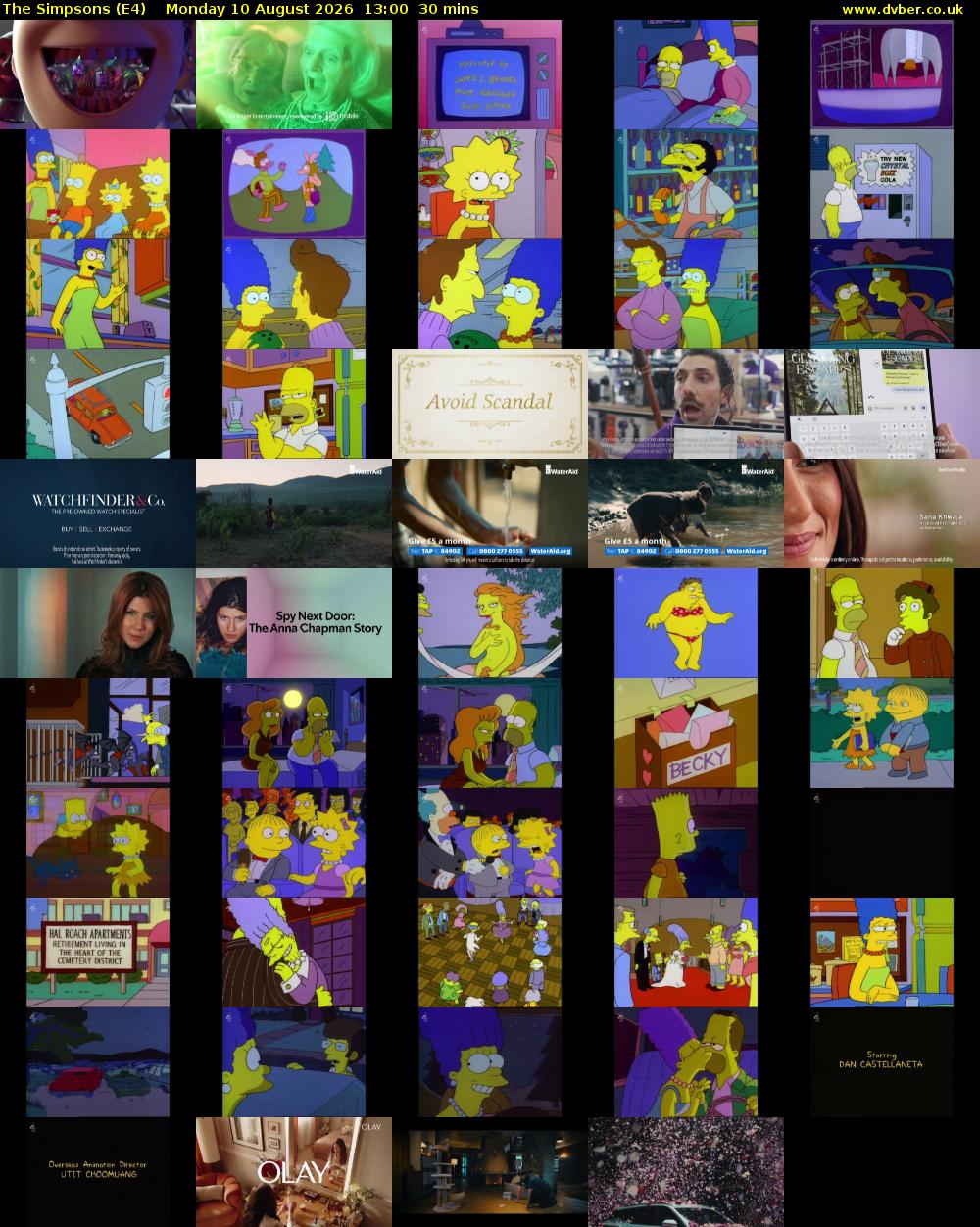 The Simpsons (E4) Monday 10 August 2026 13:00 - 13:30