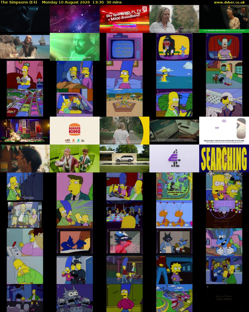 The Simpsons (E4) Monday 10 August 2026 13:30 - 14:00