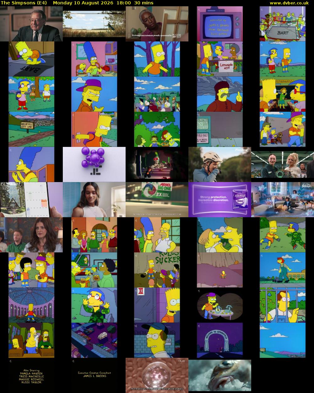 The Simpsons (E4) Monday 10 August 2026 18:00 - 18:30