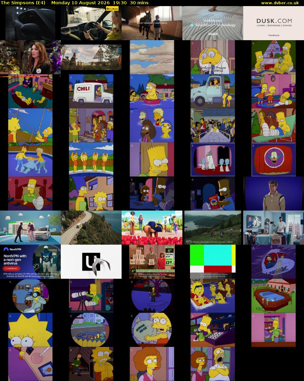 The Simpsons (E4) Monday 10 August 2026 19:30 - 20:00