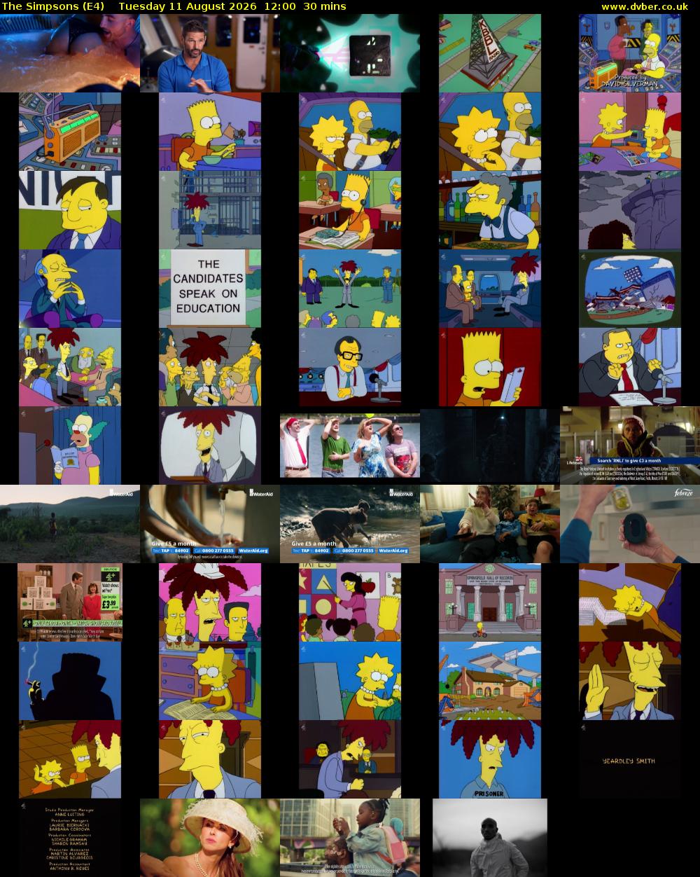 The Simpsons (E4) Tuesday 11 August 2026 12:00 - 12:30