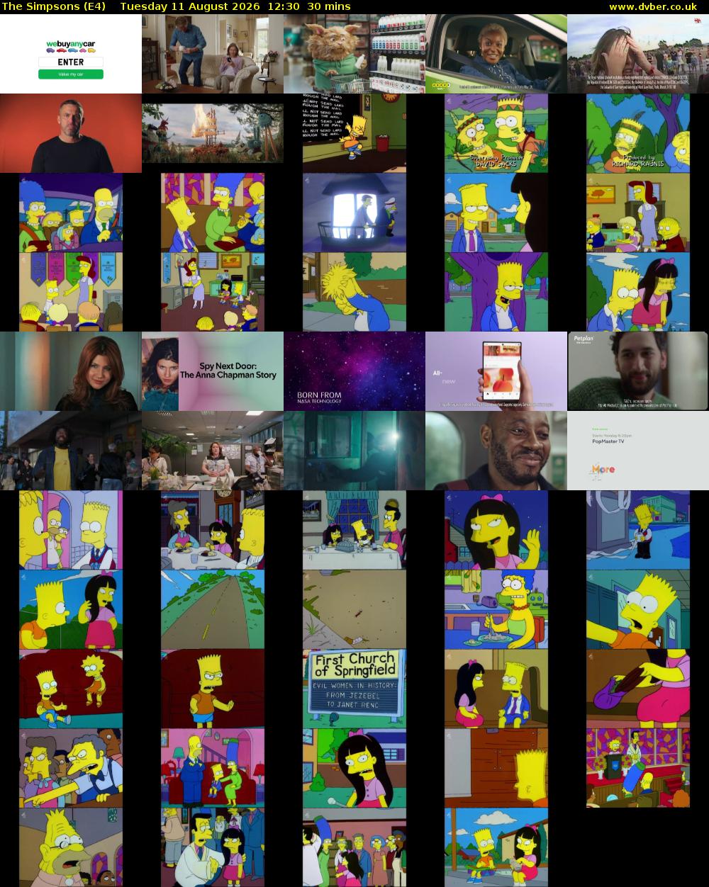 The Simpsons (E4) Tuesday 11 August 2026 12:30 - 13:00