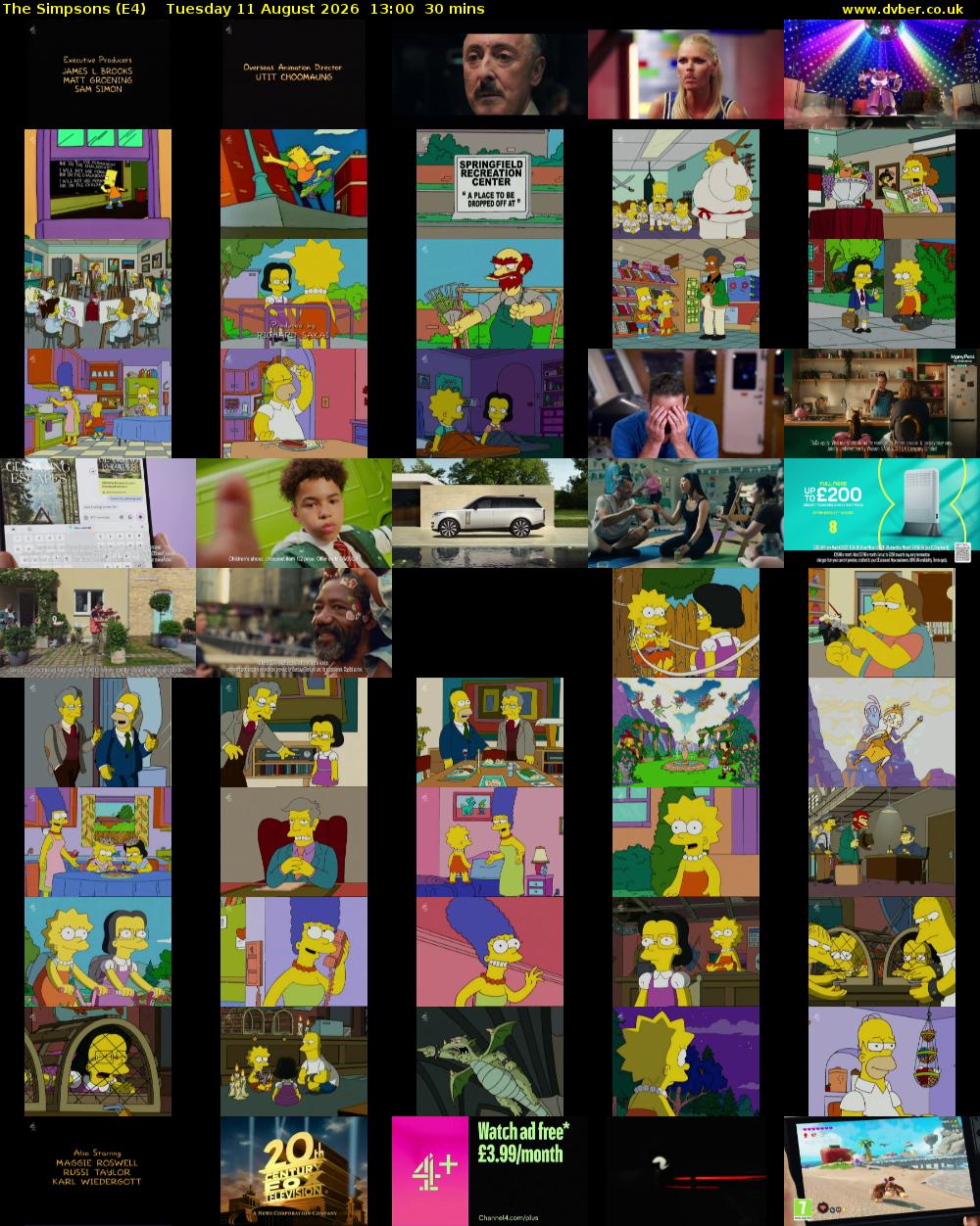 The Simpsons (E4) Tuesday 11 August 2026 13:00 - 13:30