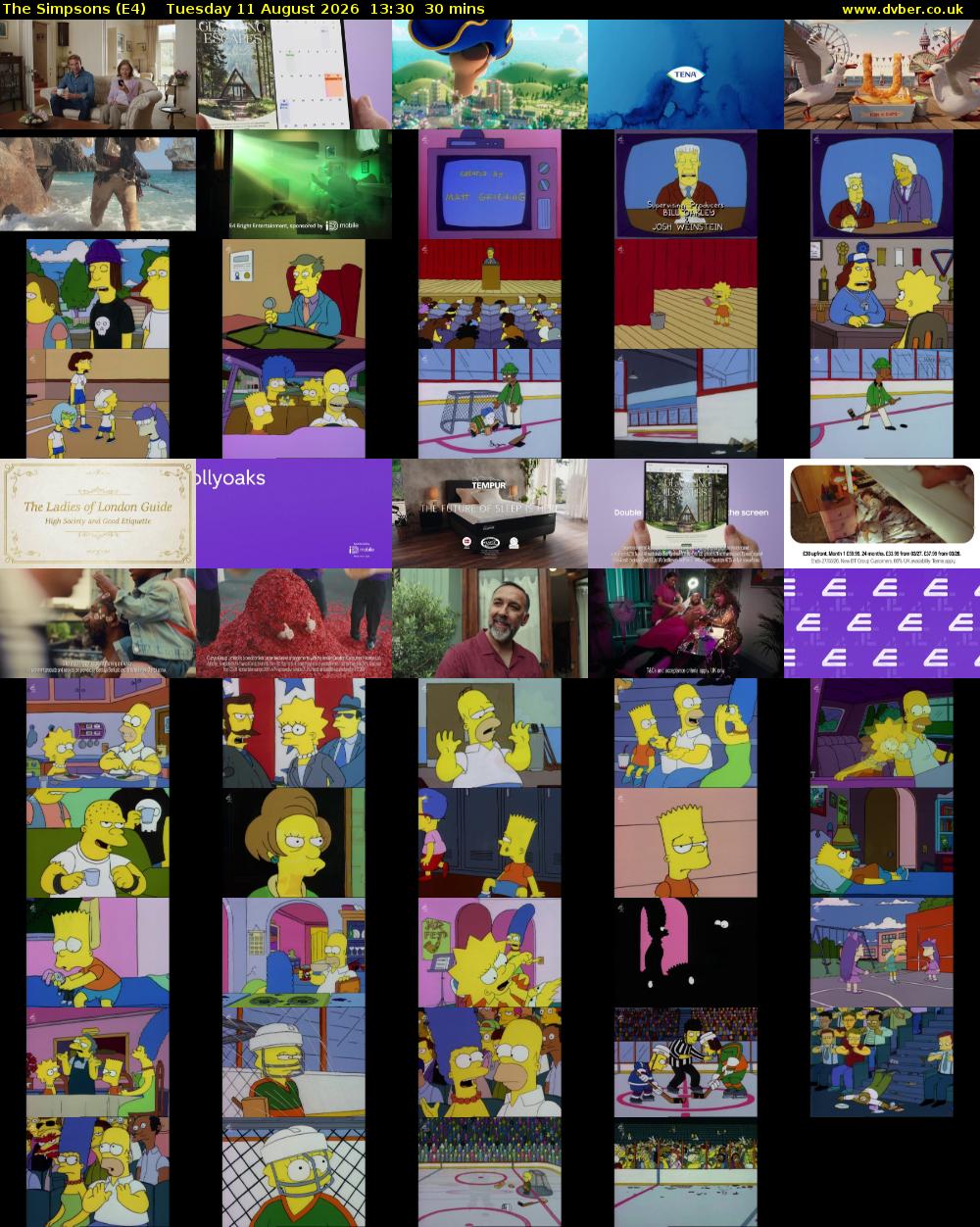 The Simpsons (E4) Tuesday 11 August 2026 13:30 - 14:00