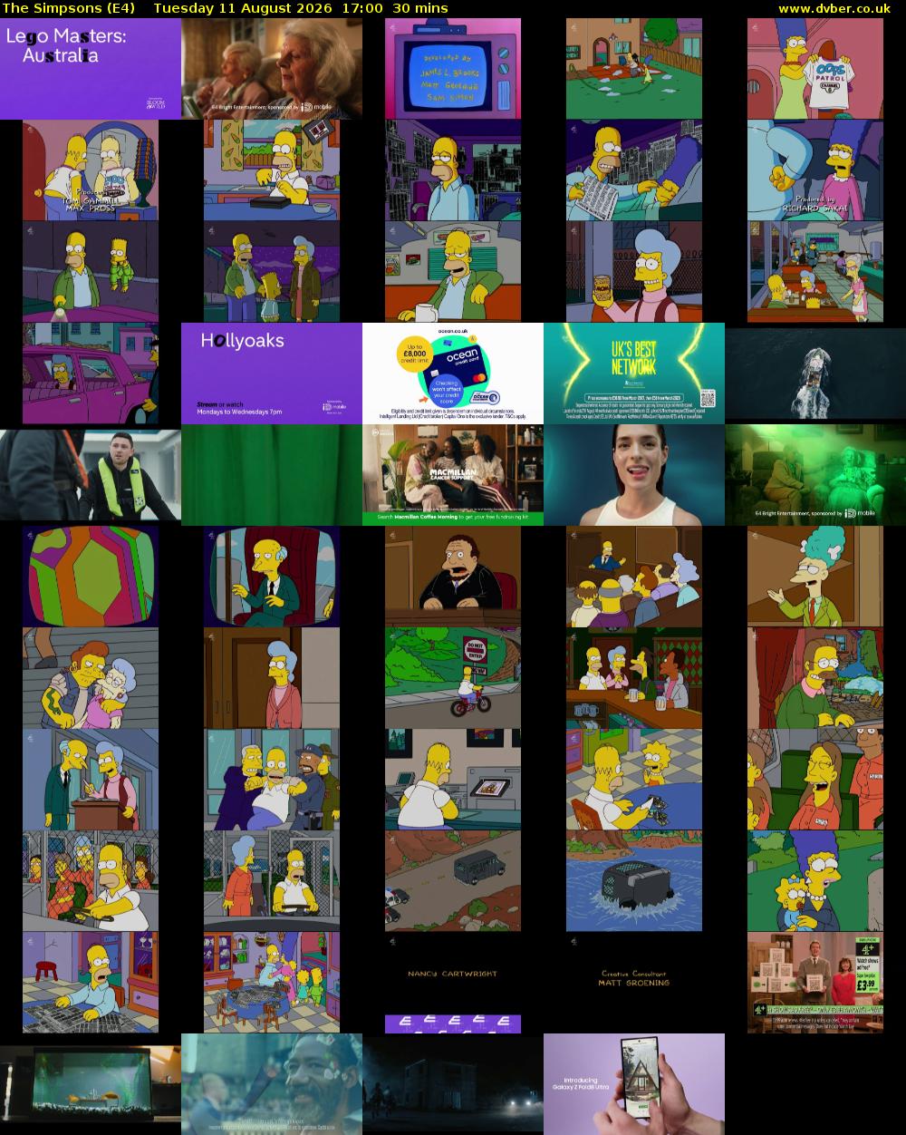 The Simpsons (E4) Tuesday 11 August 2026 17:00 - 17:30