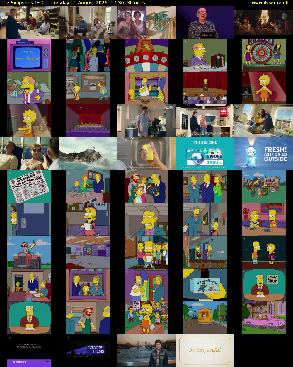 The Simpsons (E4) Tuesday 11 August 2026 17:30 - 18:00
