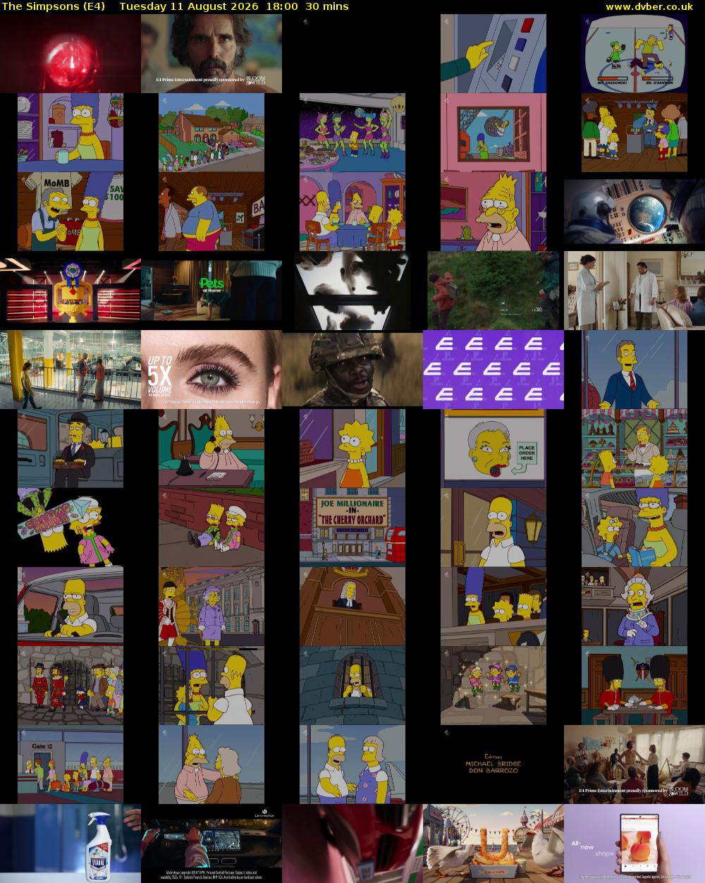 The Simpsons (E4) Tuesday 11 August 2026 18:00 - 18:30