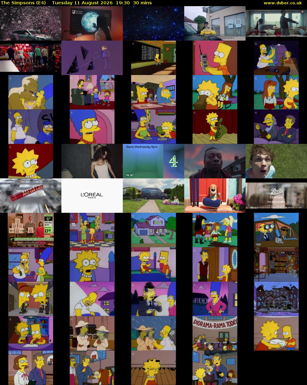 The Simpsons (E4) Tuesday 11 August 2026 19:30 - 20:00