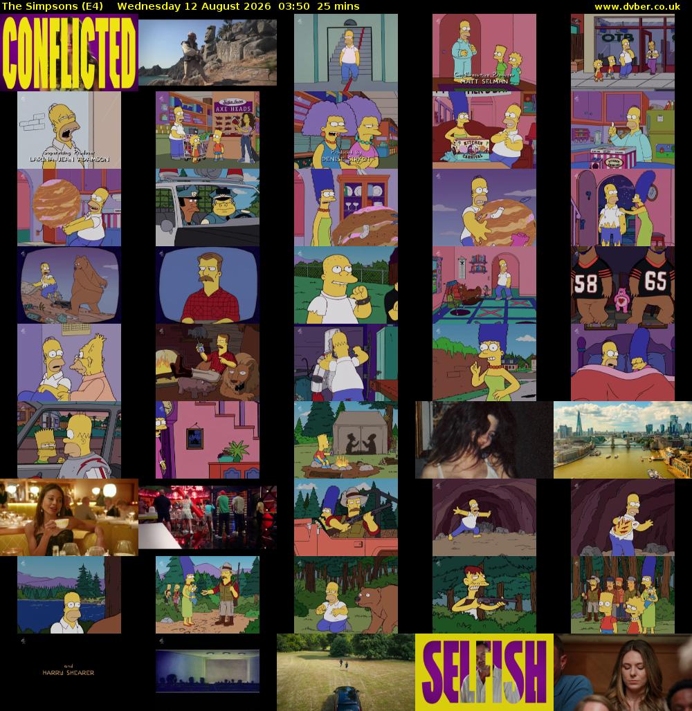 The Simpsons (E4) Wednesday 12 August 2026 03:50 - 04:15