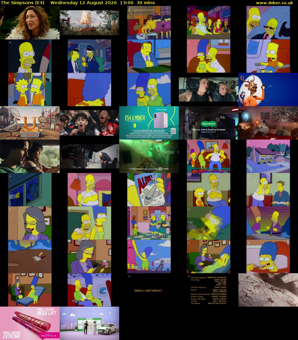 The Simpsons (E4) Wednesday 12 August 2026 13:00 - 13:30