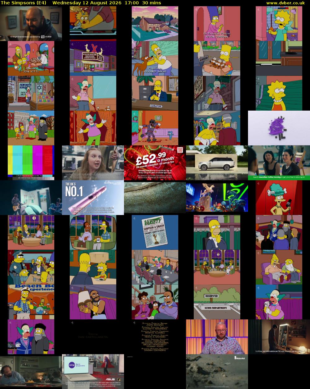 The Simpsons (E4) Wednesday 12 August 2026 17:00 - 17:30