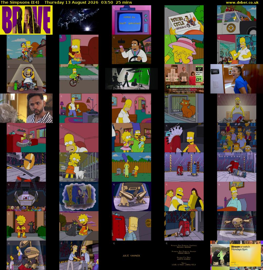 The Simpsons (E4) Thursday 13 August 2026 03:50 - 04:15