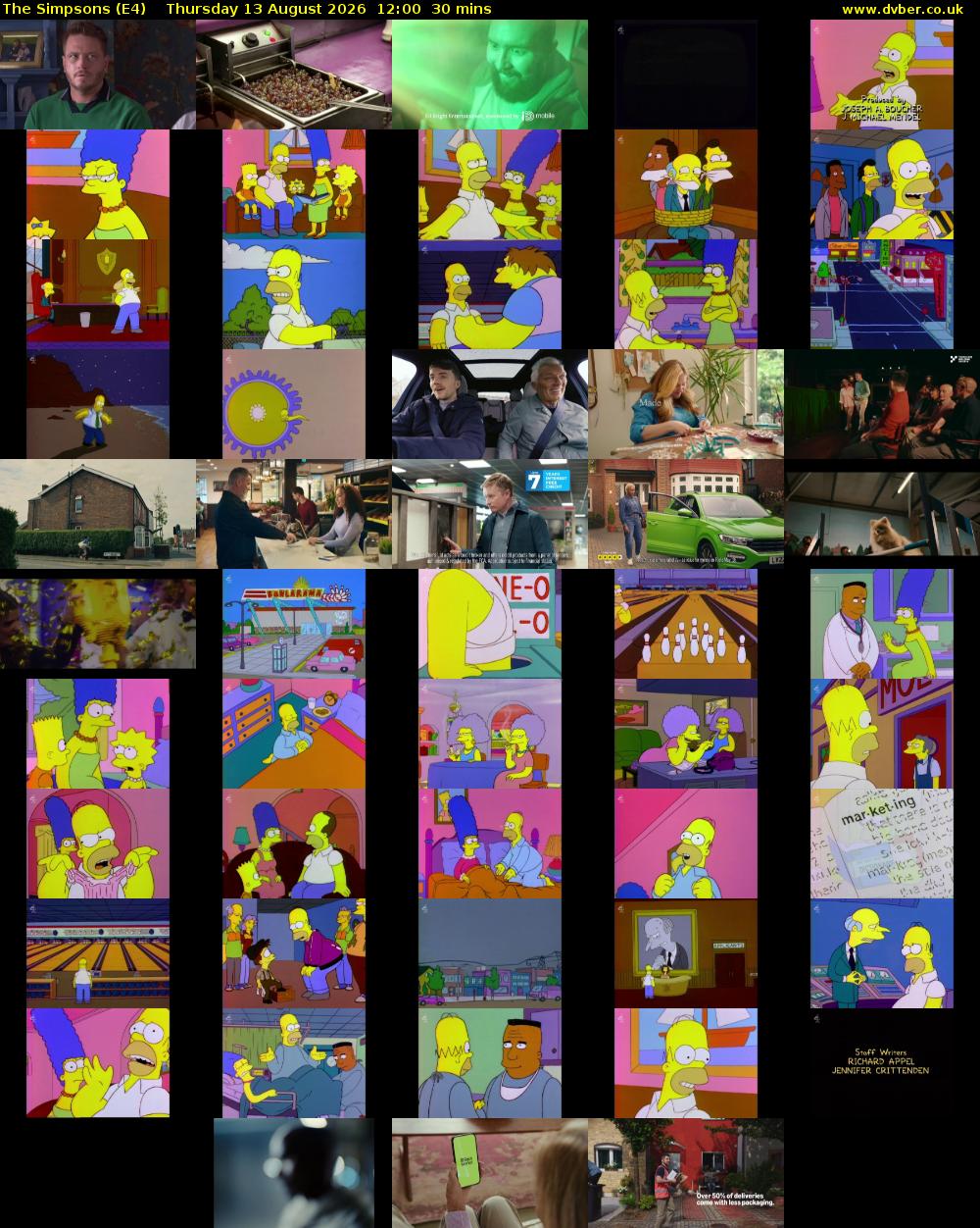 The Simpsons (E4) Thursday 13 August 2026 12:00 - 12:30
