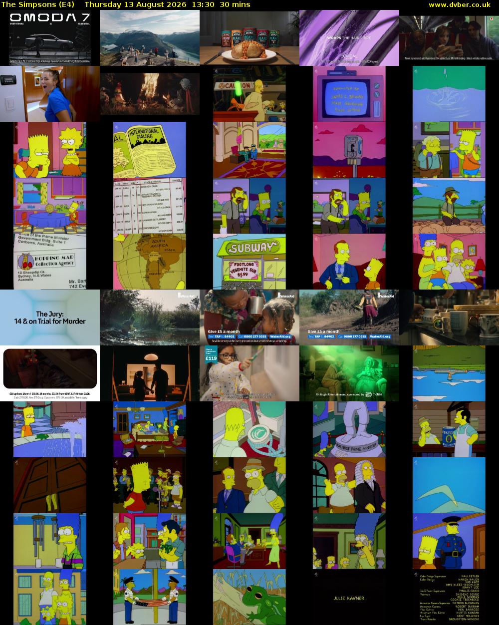 The Simpsons (E4) Thursday 13 August 2026 13:30 - 14:00