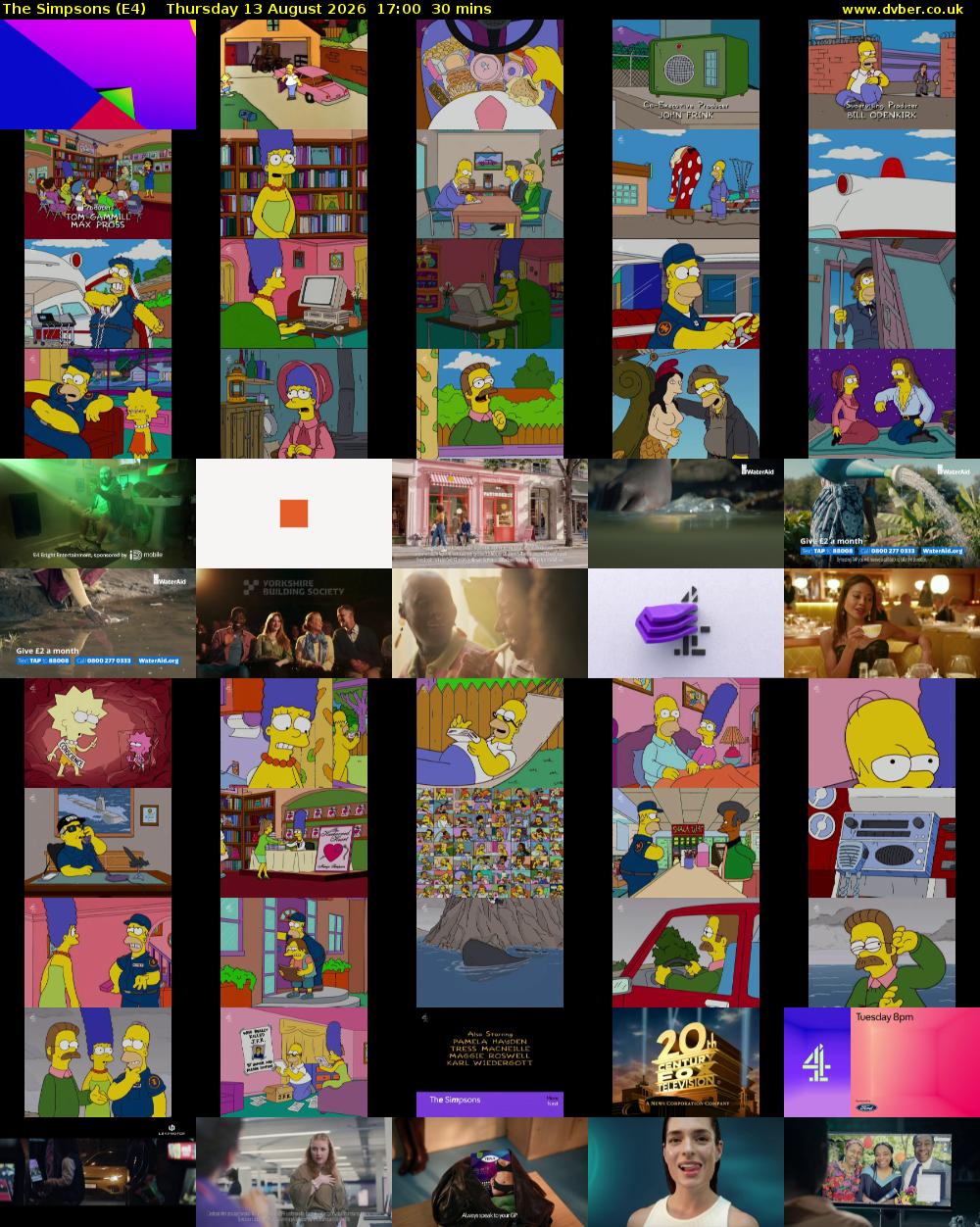 The Simpsons (E4) Thursday 13 August 2026 17:00 - 17:30