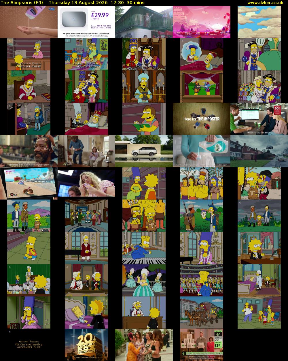 The Simpsons (E4) Thursday 13 August 2026 17:30 - 18:00