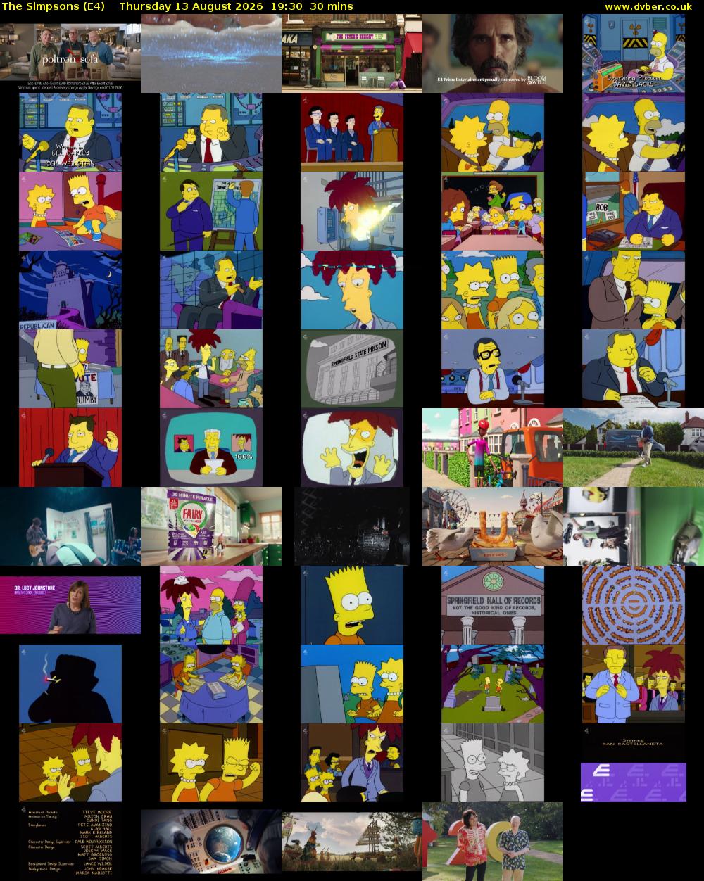 The Simpsons (E4) Thursday 13 August 2026 19:30 - 20:00