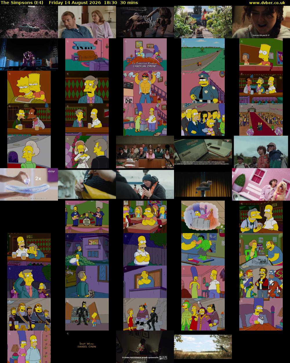 The Simpsons (E4) Friday 14 August 2026 18:30 - 19:00