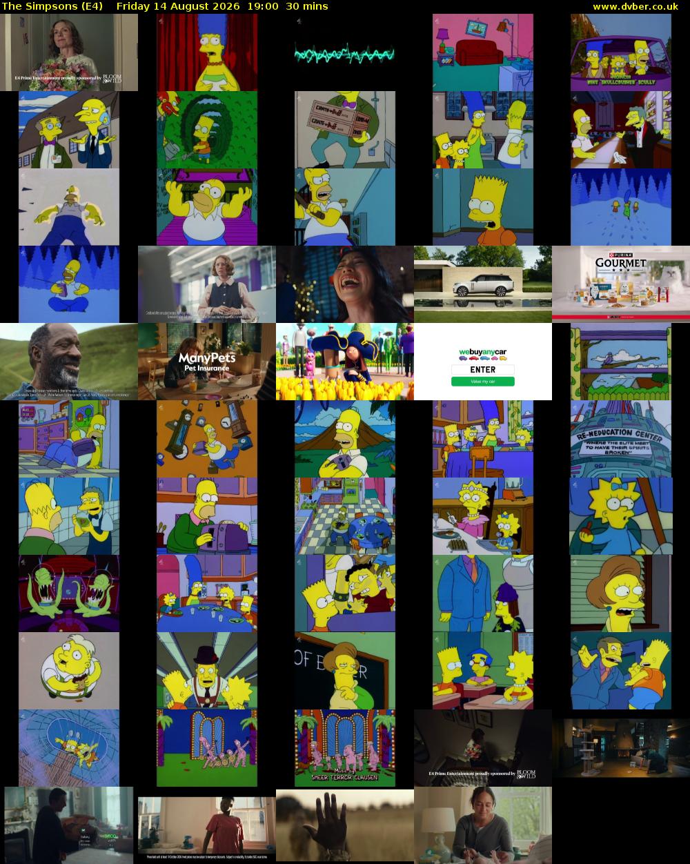 The Simpsons (E4) Friday 14 August 2026 19:00 - 19:30