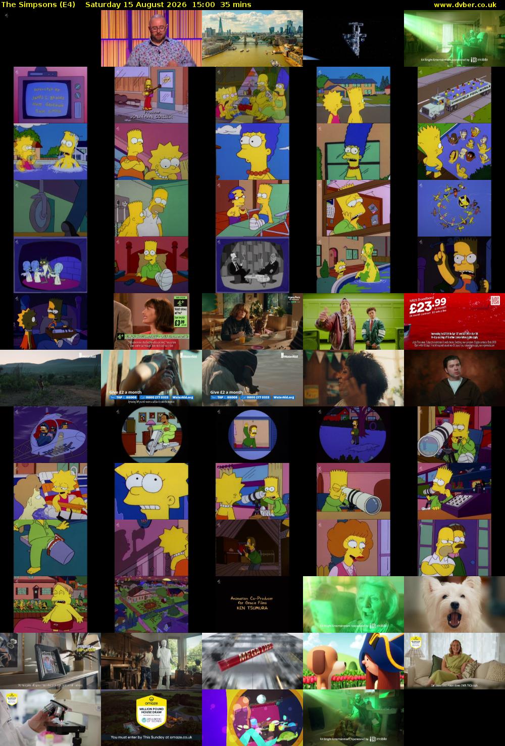 The Simpsons (E4) Saturday 15 August 2026 15:00 - 15:35