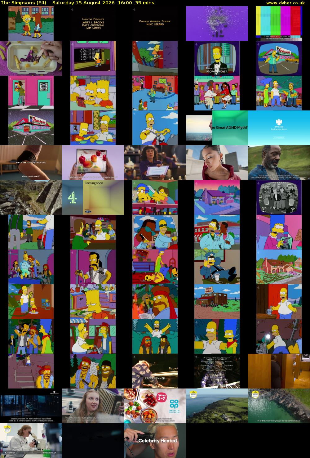 The Simpsons (E4) Saturday 15 August 2026 16:00 - 16:35