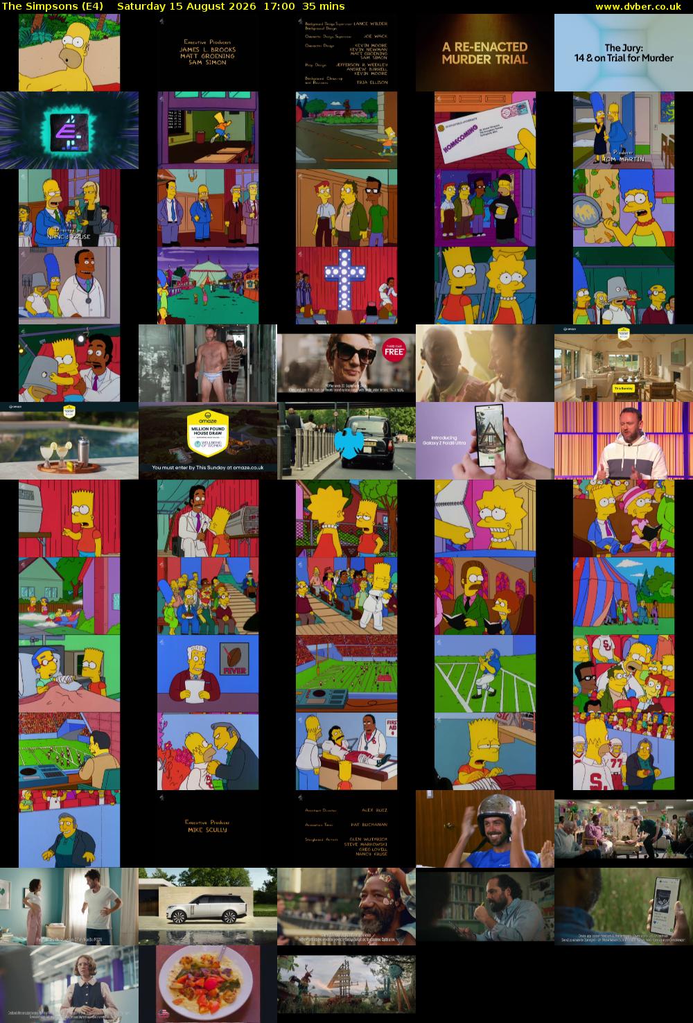 The Simpsons (E4) Saturday 15 August 2026 17:00 - 17:35