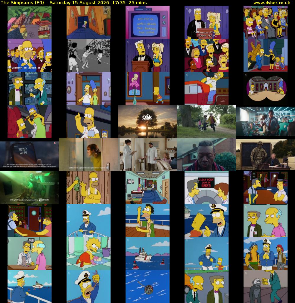 The Simpsons (E4) Saturday 15 August 2026 17:35 - 18:00