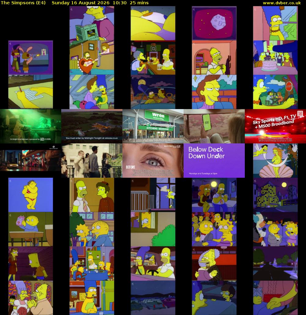 The Simpsons (E4) Sunday 16 August 2026 10:30 - 10:55
