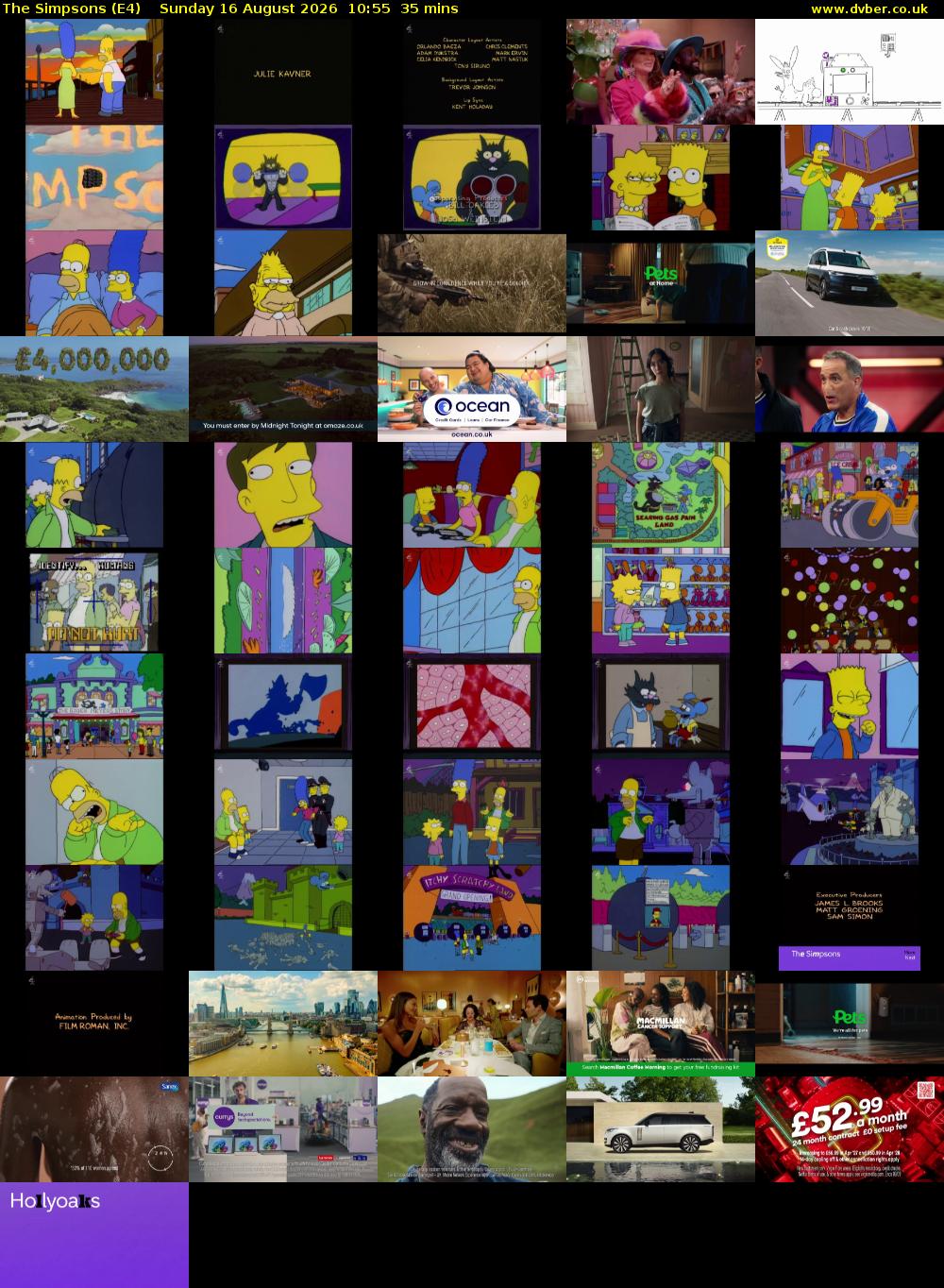 The Simpsons (E4) Sunday 16 August 2026 10:55 - 11:30