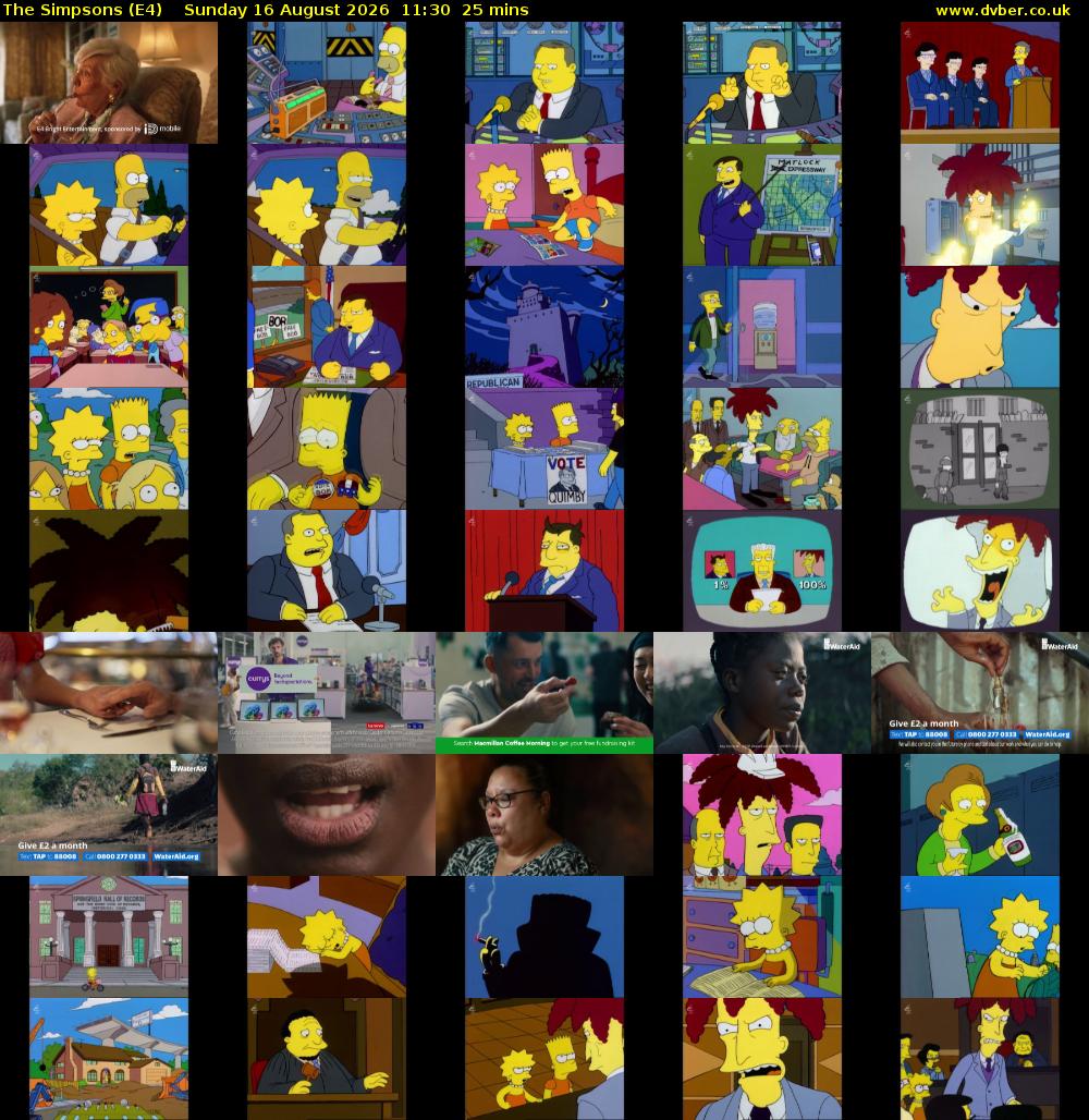 The Simpsons (E4) Sunday 16 August 2026 11:30 - 11:55