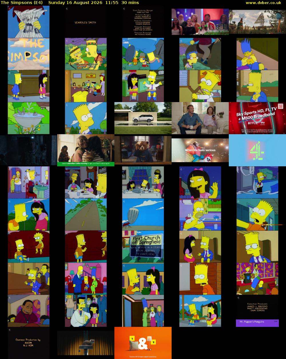 The Simpsons (E4) Sunday 16 August 2026 11:55 - 12:25