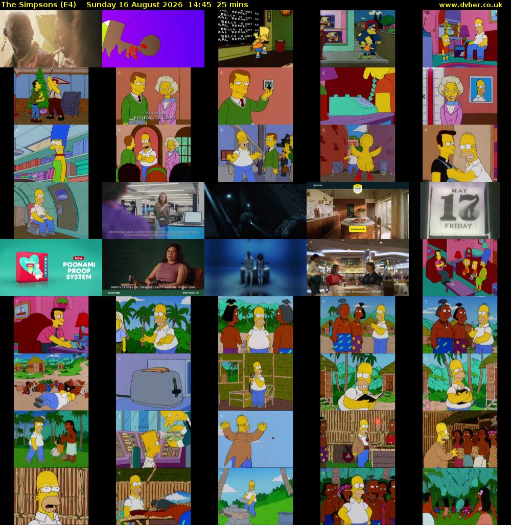The Simpsons (E4) Sunday 16 August 2026 14:45 - 15:10