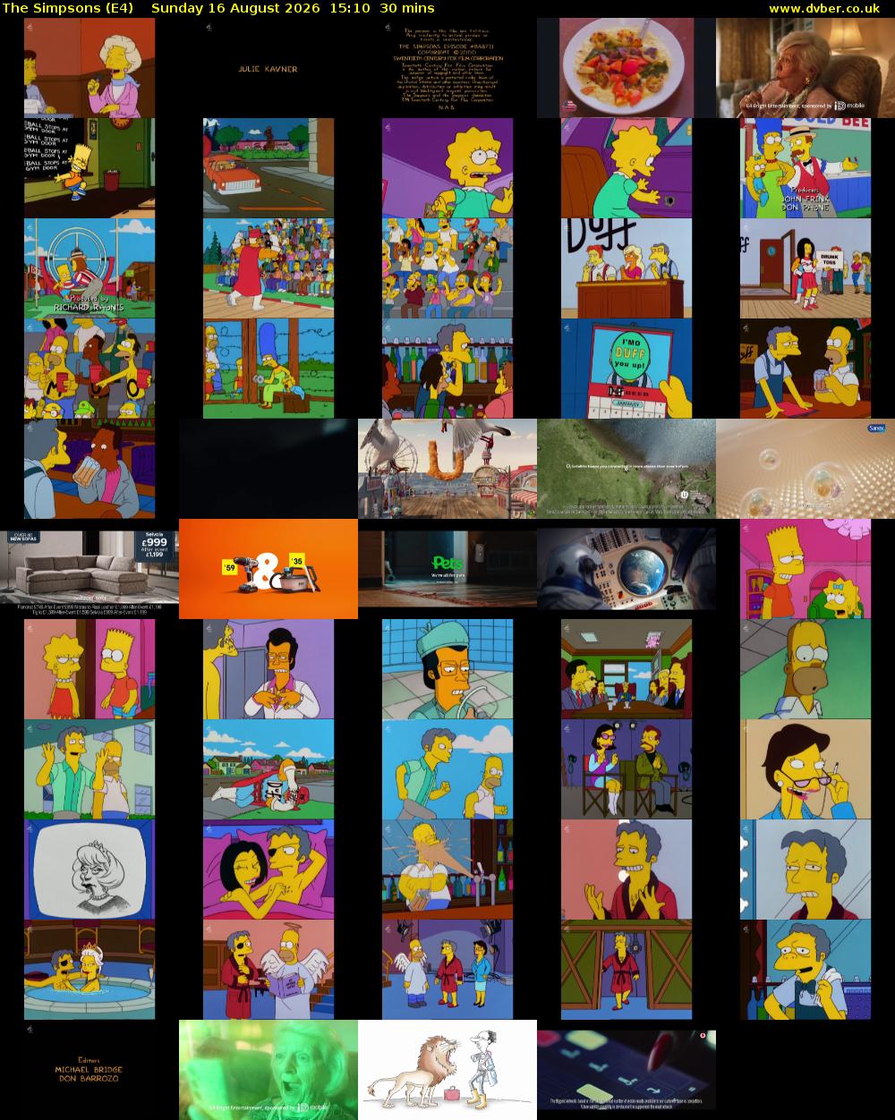 The Simpsons (E4) Sunday 16 August 2026 15:10 - 15:40