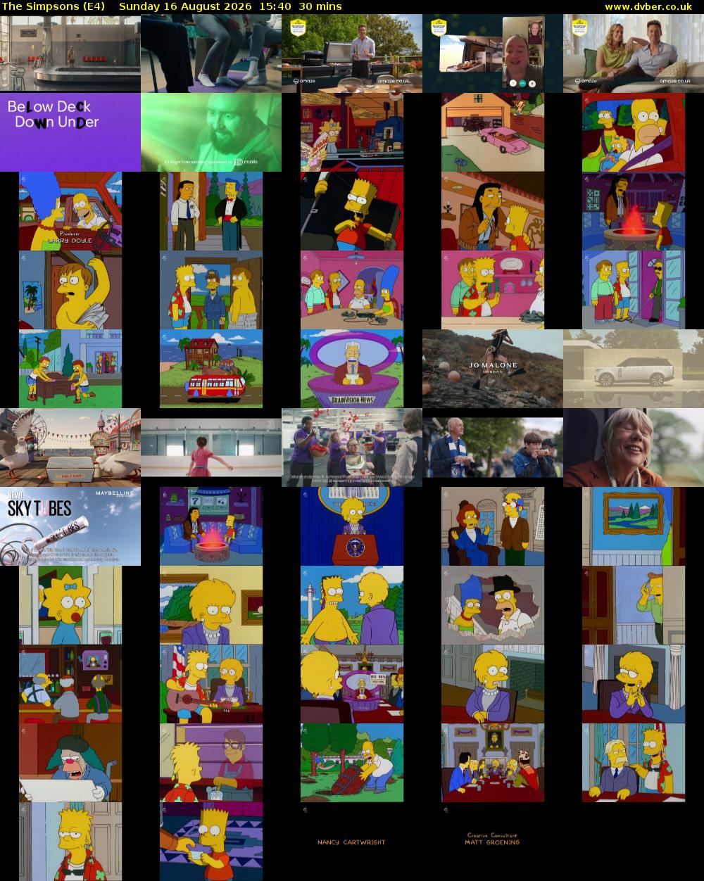 The Simpsons (E4) Sunday 16 August 2026 15:40 - 16:10