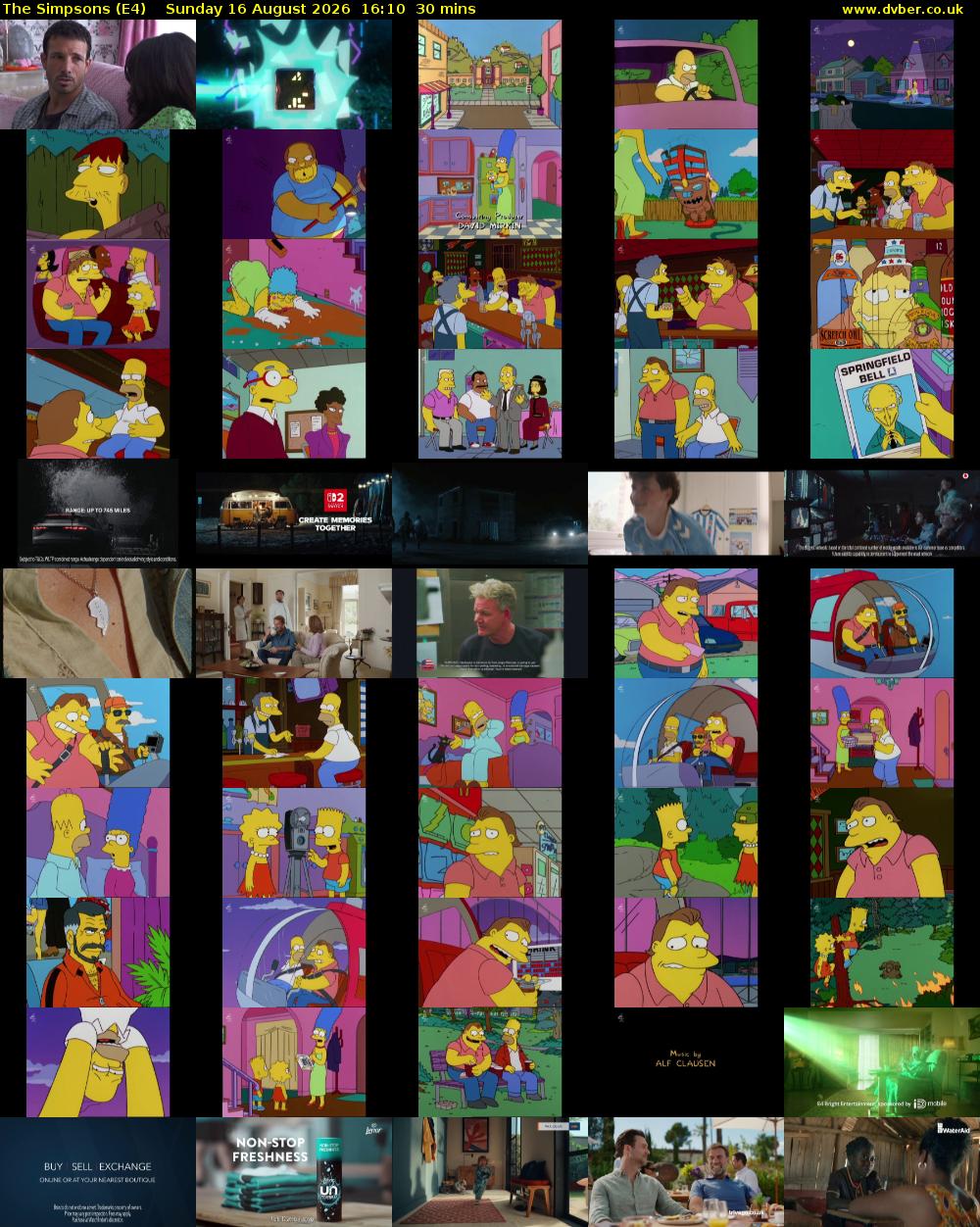 The Simpsons (E4) Sunday 16 August 2026 16:10 - 16:40