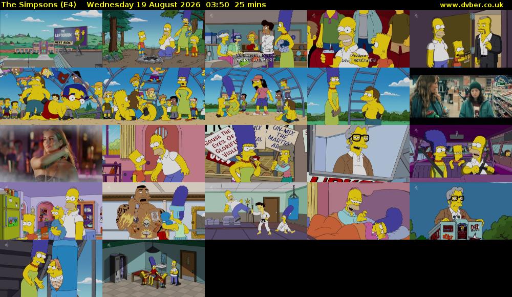 The Simpsons (E4) Wednesday 19 August 2026 03:50 - 04:15