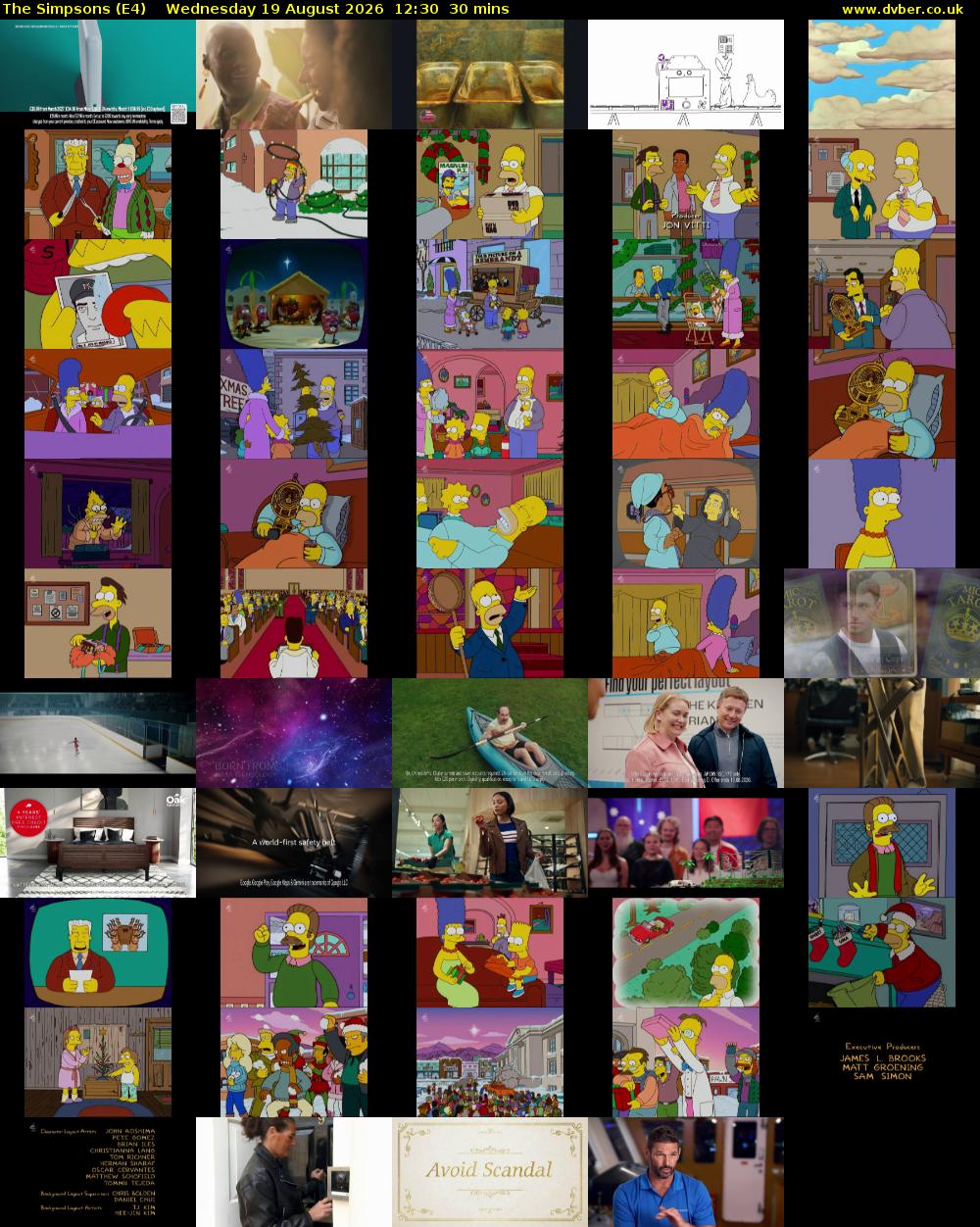 The Simpsons (E4) Wednesday 19 August 2026 12:30 - 13:00