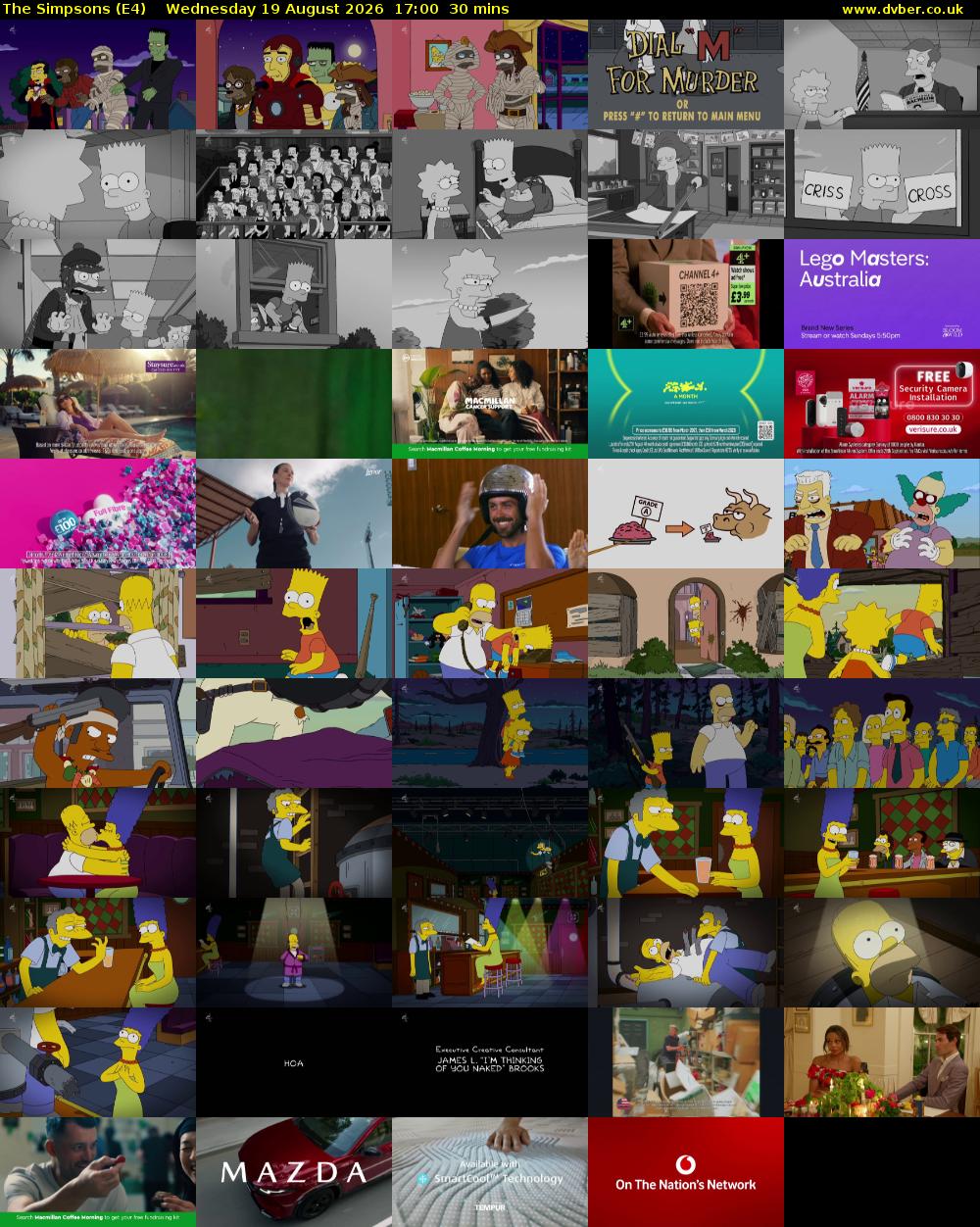 The Simpsons (E4) Wednesday 19 August 2026 17:00 - 17:30